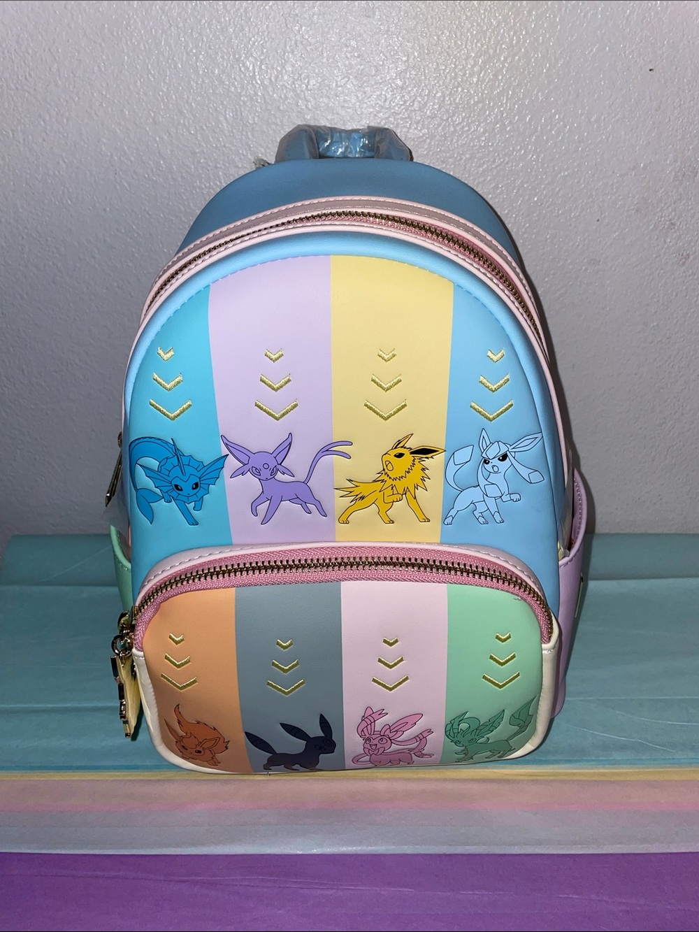 Exclusive Loungefly Pokemon Eeveelution Retro Pastel Colorblock Mini Backpack